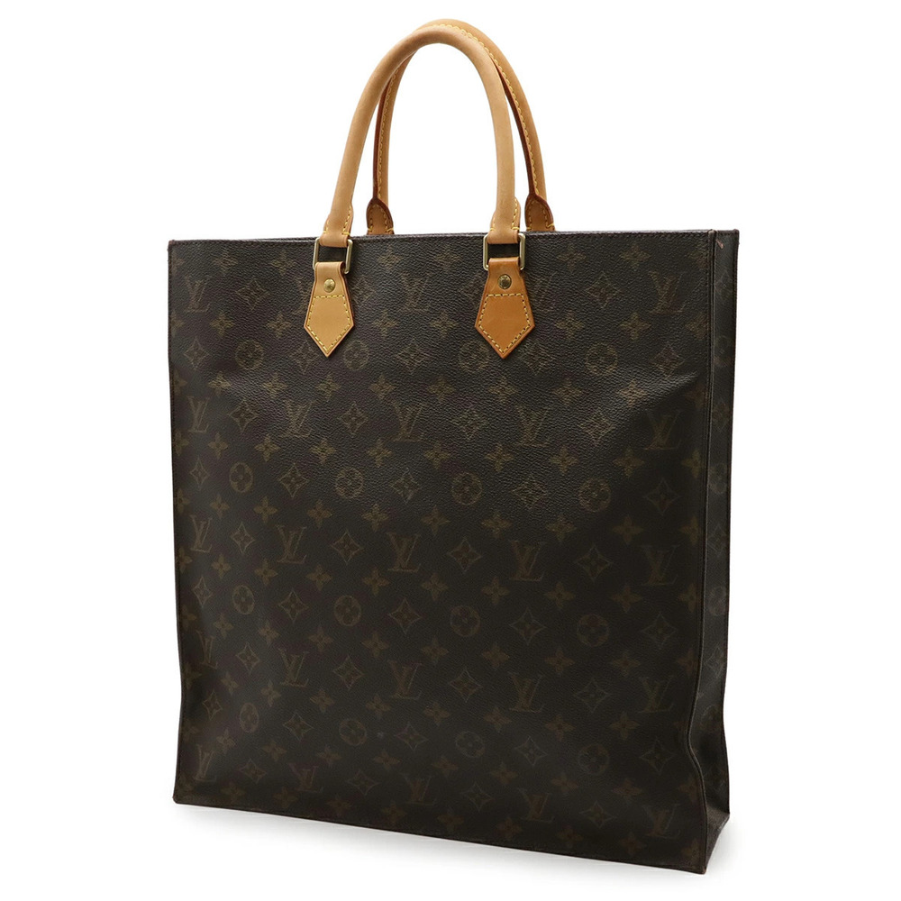 Louis Vuitton Monogram Handbag Sac Plat Shopping Business Tote Square Bag Brown